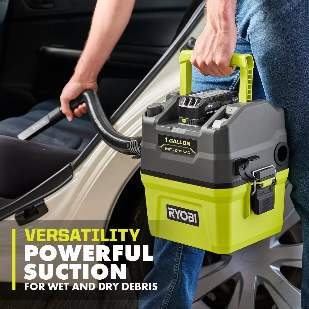 RYOBI PCL733K ONE+ 18V Cordless 1 Gal. Wet/Dry Vacuum Kit with 4.0Ah Battery and Charger