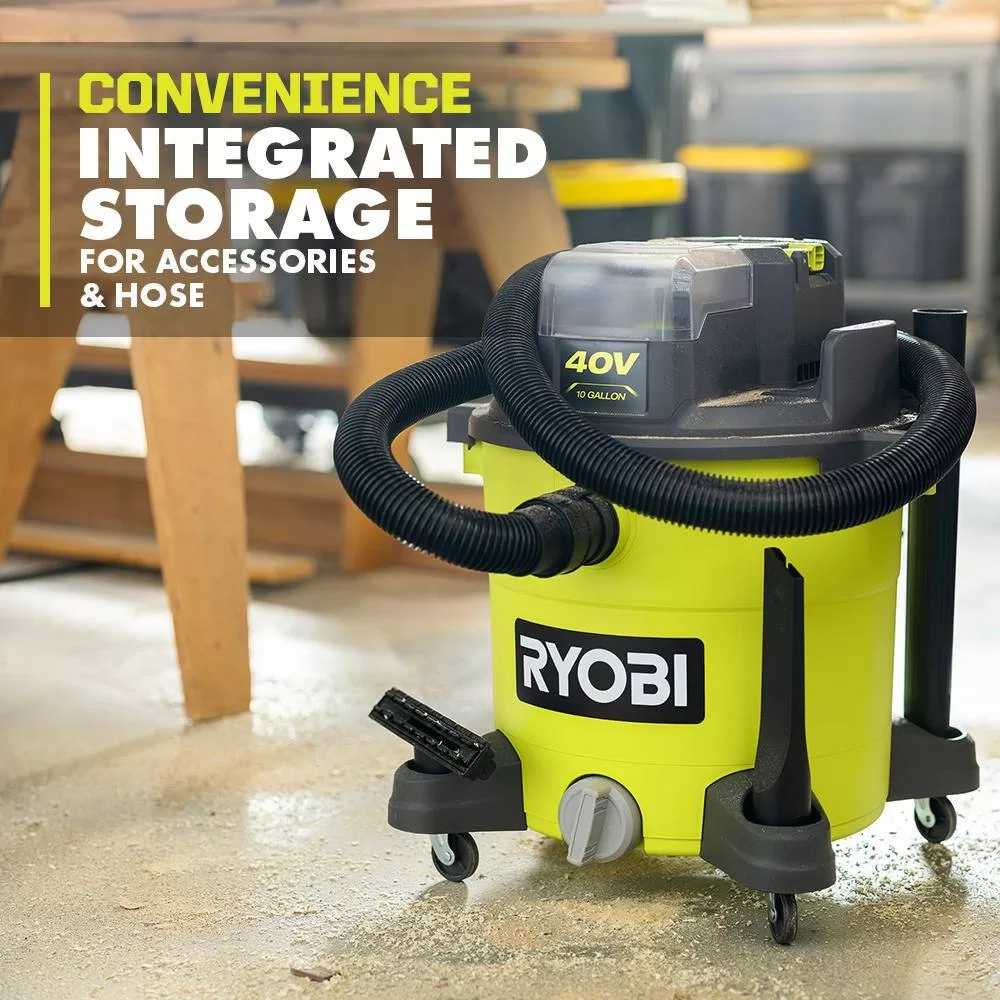 RYOBI RY40WD01K 40V 10 Gal. Cordless Wet/Dry Vacuum Kit with 40V 4.0 Ah Battery and 40V Charger