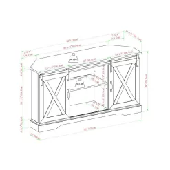 Welwick Designs 52 in. Grey Wash Wood Farmhouse Corner TV Stand with 2-Sliding Barn Doors fits TVs up to 58 in.