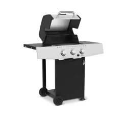 GrillPro 241154 3-Burner Propane Gas Grill Cart in Stainless Steel