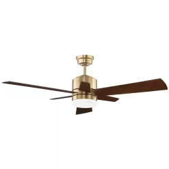 Home Decorators Collection 56024 Hexton 52 in. Indoor Integrated LED Brushed Gold Ceiling Fan with Light Kit, Remote Control and 6 Reversible Blades