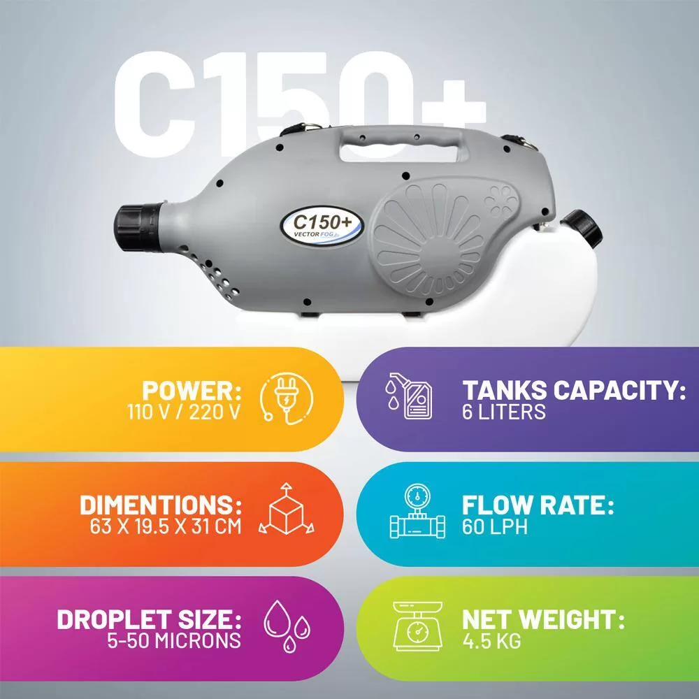 VECTORFOG VVNK-FUB611 C150+ Electric ULV Cold Fogger with 6 l (1.6 Gal.) Tank - 110-Volt with Adjustable Droplet Size