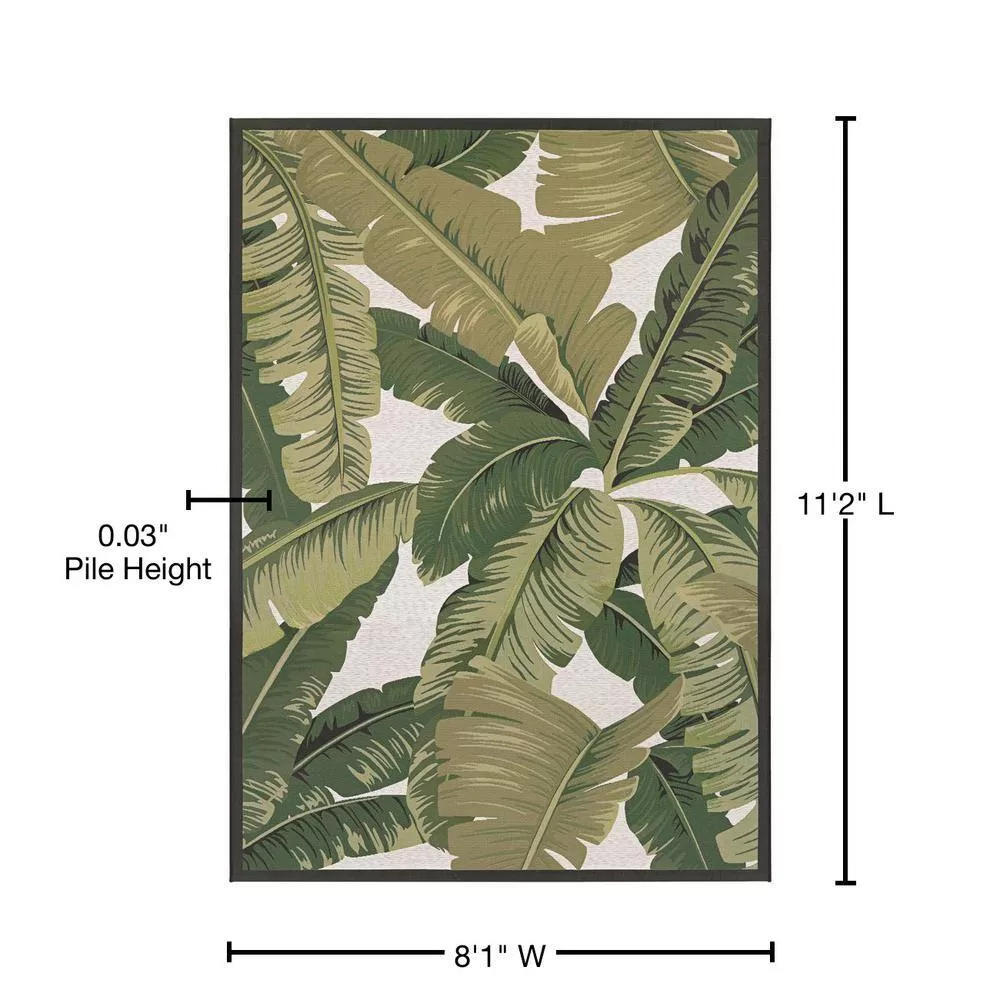 Couristan Dolce Palm Lily Hunter Green-Ivory 8 ft. x 11 ft. Indoor/Outdoor Area Rug