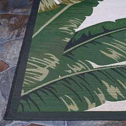 Couristan Dolce Palm Lily Hunter Green-Ivory 8 ft. x 11 ft. Indoor/Outdoor Area Rug