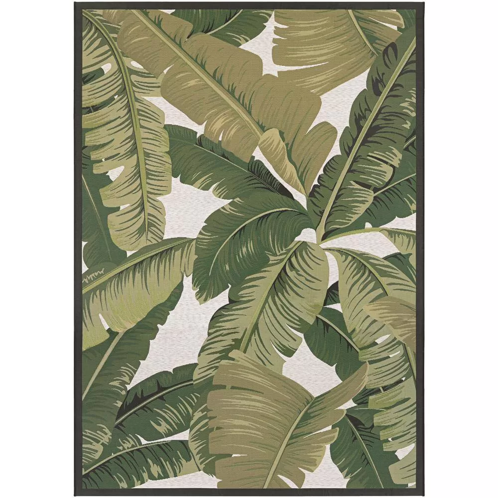 Couristan Dolce Palm Lily Hunter Green-Ivory 8 ft. x 11 ft. Indoor/Outdoor Area Rug
