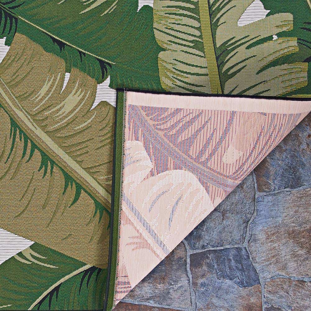 Couristan Dolce Palm Lily Hunter Green-Ivory 8 ft. x 11 ft. Indoor/Outdoor Area Rug