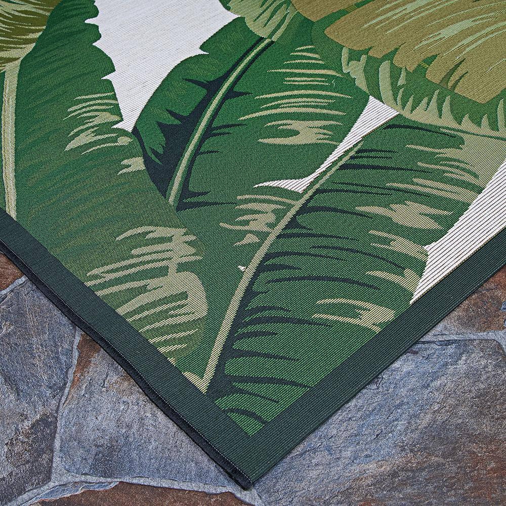 Couristan Dolce Palm Lily Hunter Green-Ivory 8 ft. x 11 ft. Indoor/Outdoor Area Rug