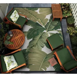 Couristan Dolce Palm Lily Hunter Green-Ivory 8 ft. x 11 ft. Indoor/Outdoor Area Rug