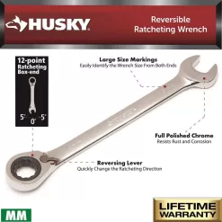 Husky HRRW25PCSAEMMC Master Metric and SAE Reversible Ratcheting Wrench Set (25-Piece)