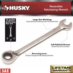 Husky HRRW25PCSAEMMC Master Metric and SAE Reversible Ratcheting Wrench Set (25-Piece)