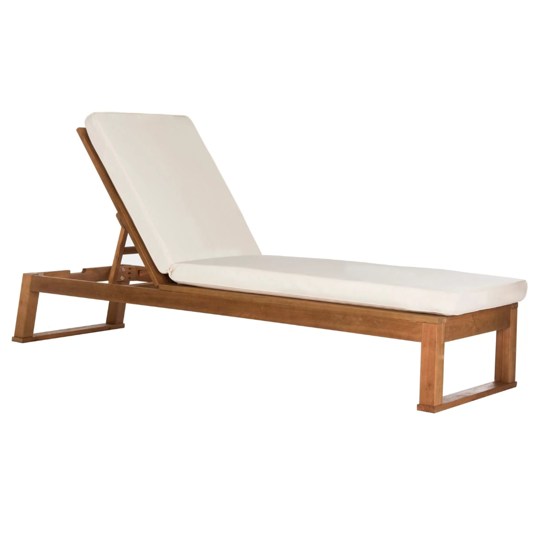 Safavieh Solano Woven Natural Wood Frame Stationary Chaise Lounge Chair(s) with Off-white Woven Seat