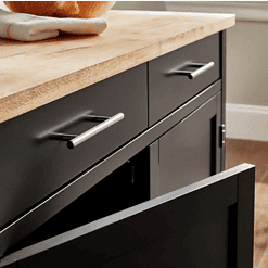 Glenville Black Double Drawer Kitchen Cart with Butcher Block Top and Locking Wheels (42" W)