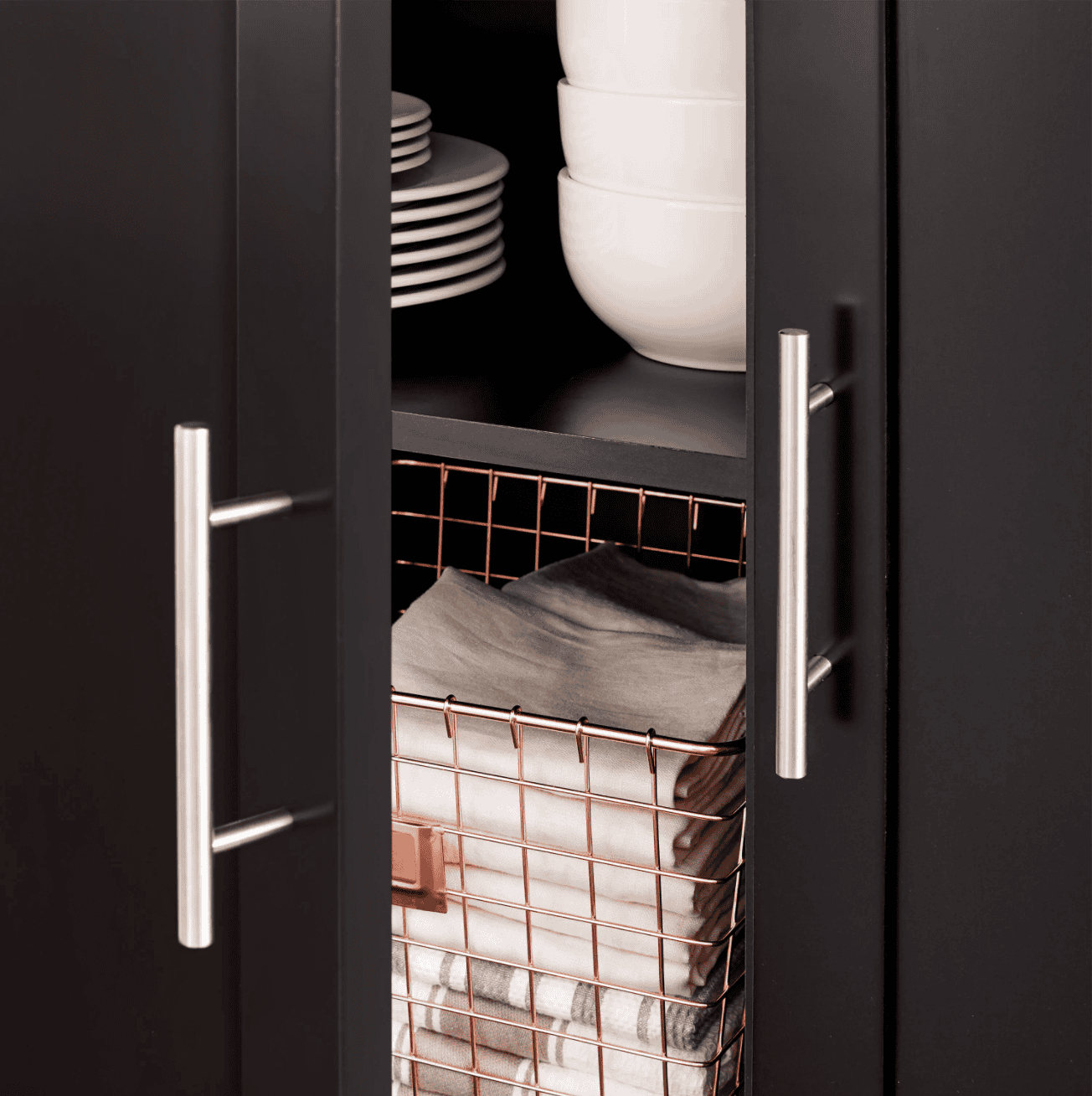 Glenville Black Double Drawer Kitchen Cart with Butcher Block Top and Locking Wheels (42" W)
