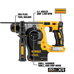 DEWALT DCH273B 20-Volt MAX XR Cordless Brushless 1 in. SDS Plus L-Shape Rotary Hammer (Tool-Only)