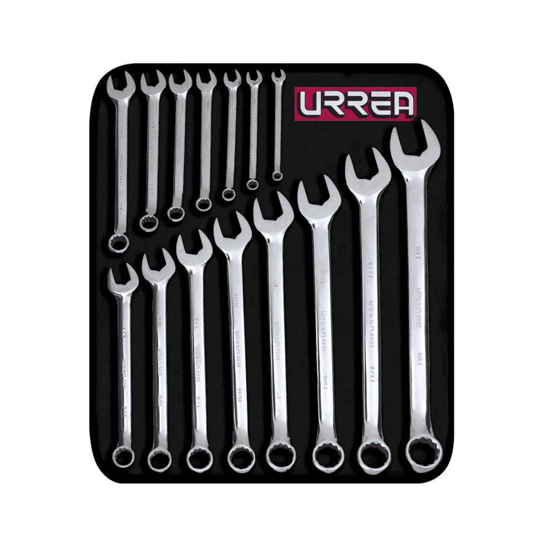 URREA 15-Piece Set 12-point Standard (SAE) Standard Combination Wrench Includes Soft Case