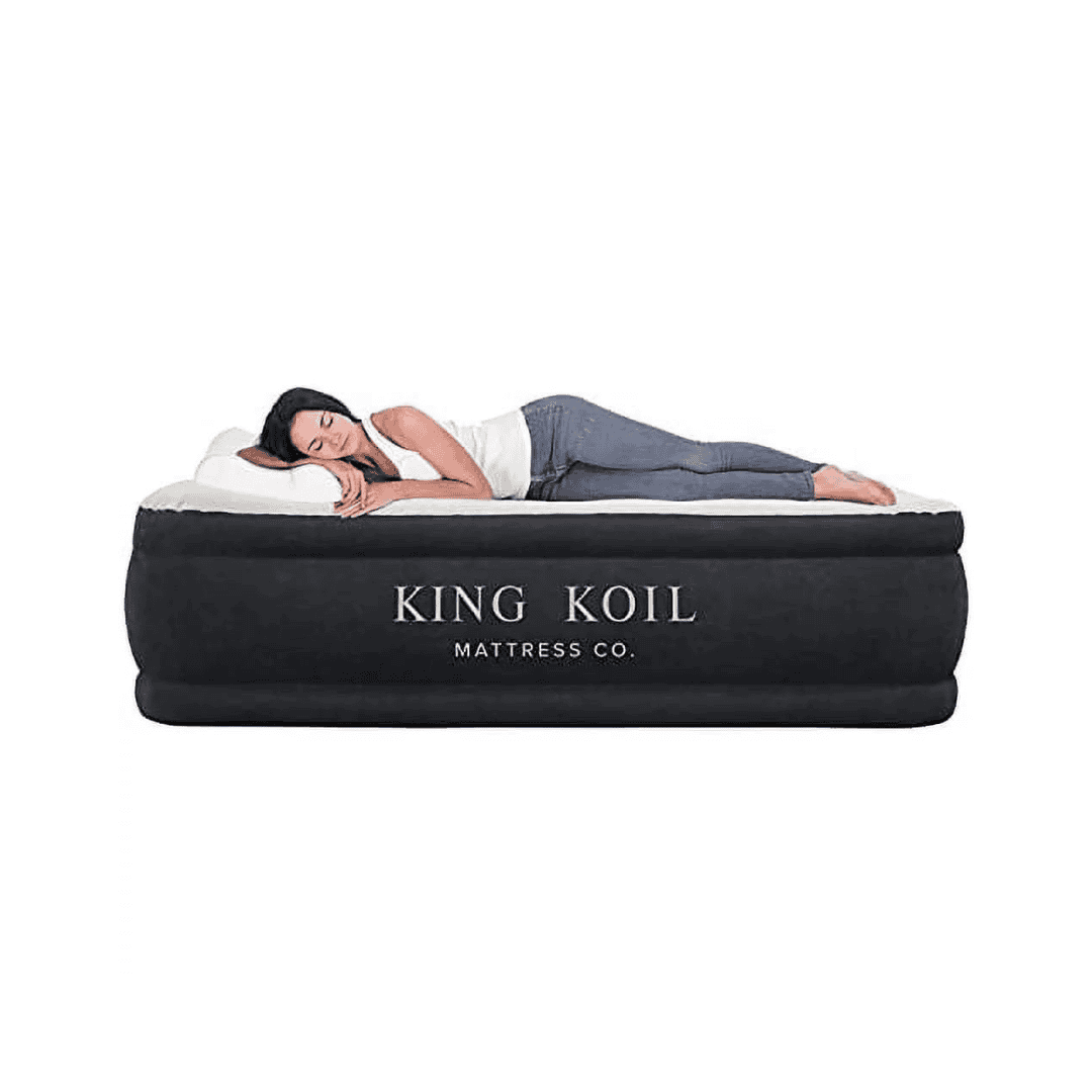 King Koil California King Luxury Raised Air Mattress with Built-in 120V AC High Capacity Internal Pump Comfort Quilt Top California King Airbed
