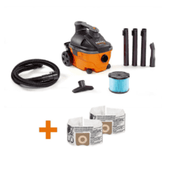RIDGID WD4070D 4 Gallon 5.0 Peak HP Portable Wet/Dry Shop Vacuum with Fine Dust Filter, Dust Bags, Locking Hose and Accessories