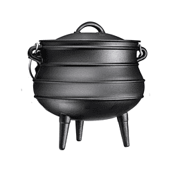 Bruntmor Pre-Seasoned Cast Iron Cauldron Potjie Pot | 12.5 Qt with Lid & 3 Legs for Even Heat Distribution | Premium Camping Cookware for Campfire, Coals, and Fireplace Cooking (Large)