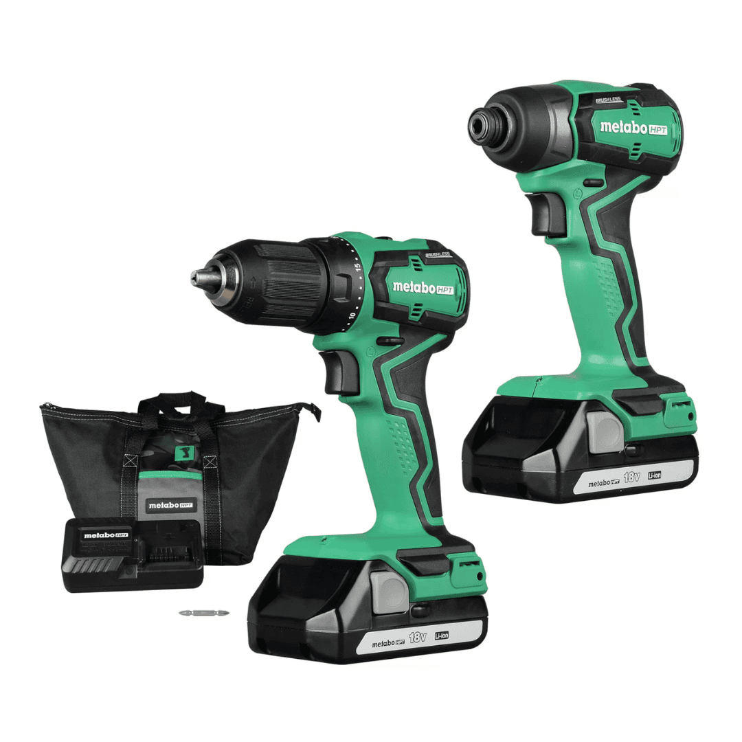 Metabo HPT MultiVolt 2-Tool 18-volt Brushless Power Tool Combo Kit with Soft Case (2 Li-ion Batteries Included and Charger Included)