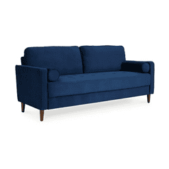Signature Design by Ashley Darlow Modern Velvet Sofa with Bolster Pillows & USB Ports, Blue