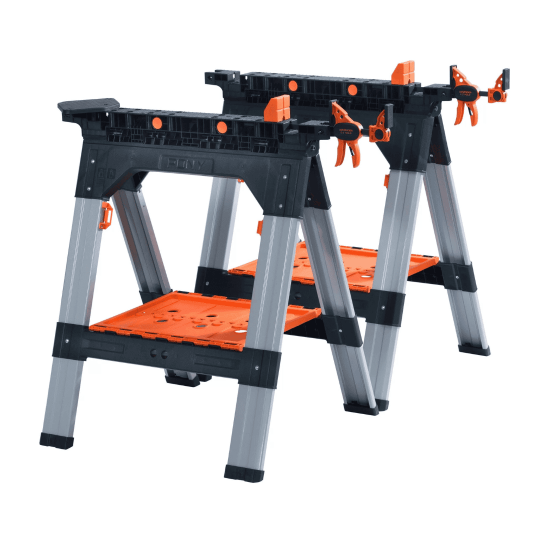Pony 2-Pack 27-in W x 34.6-in H Steel; Plastic Saw Horse (1200-lb Capacity)