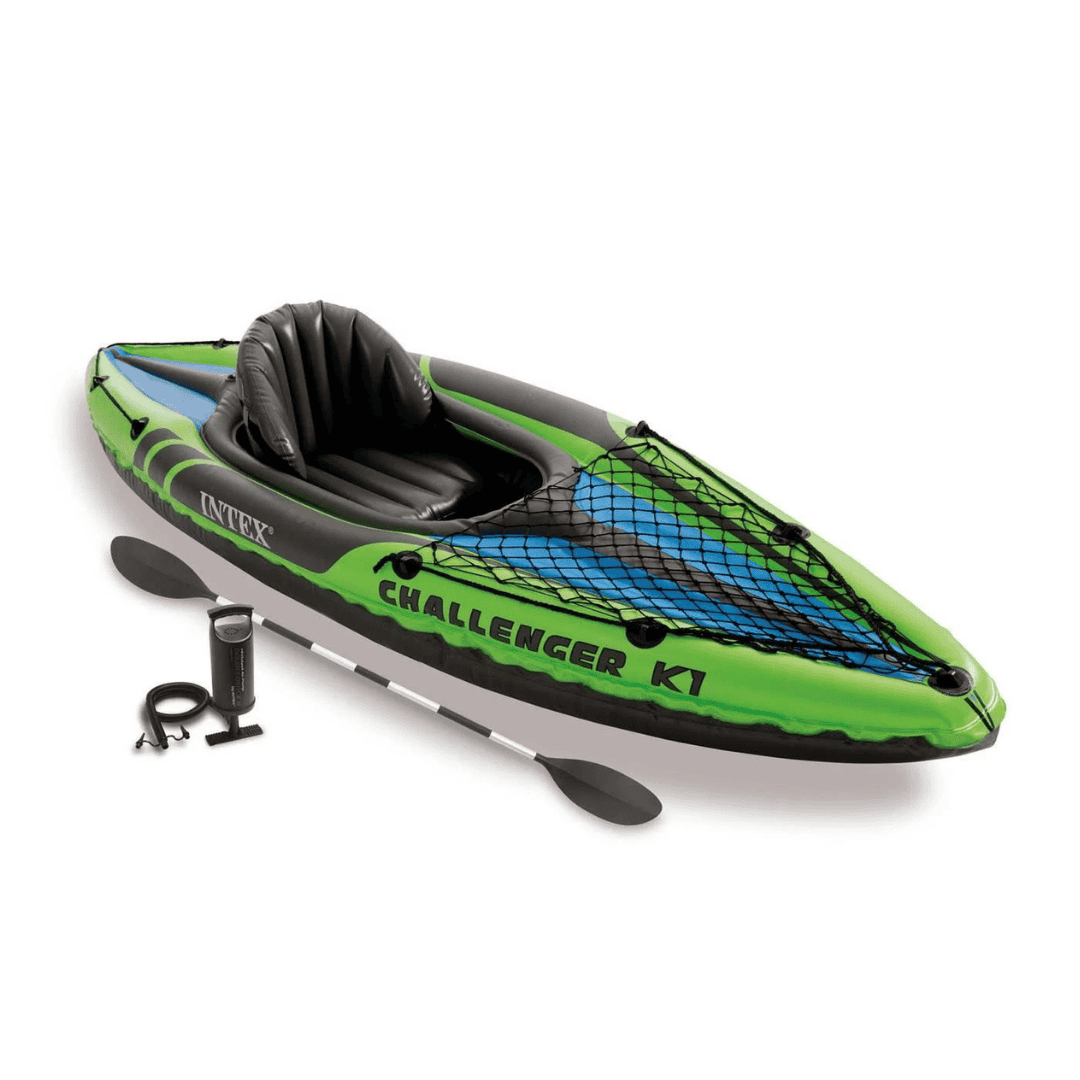 Intex Challenger K1 1-Person Inflatable Sporty Kayak + Oars And Pump | 68305EP