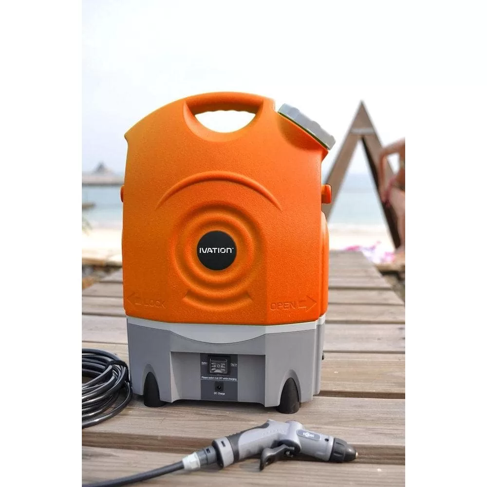 Ivation IVASWASHER Portable Smart Washer 12-Volt 130.5 PSI Adjustable 0.5 GPM w/Water Tank, Rechargeable Electric Spray Washer