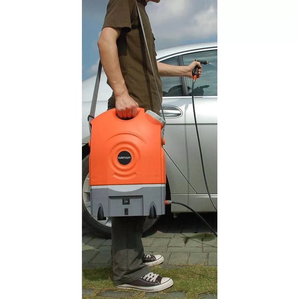 Ivation IVASWASHER Portable Smart Washer 12-Volt 130.5 PSI Adjustable 0.5 GPM w/Water Tank, Rechargeable Electric Spray Washer