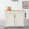 StyleWell Bainport Ivory with Butcher Block Top Wooden Rolling Kitchen Cart and Double-Drawer Storage (44" W)