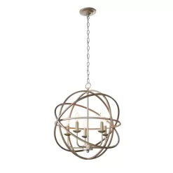 Home Decorators Collection Sarolta Sands 5-Light Antique Silver Orb Chandelier for Dining Room