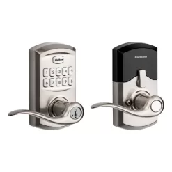 Kwikset 99170-001 917 SmartCode Satin Nickel Keypad Electronic Single-Cylinder Tustin Door Lever Featuring SmartKey Security