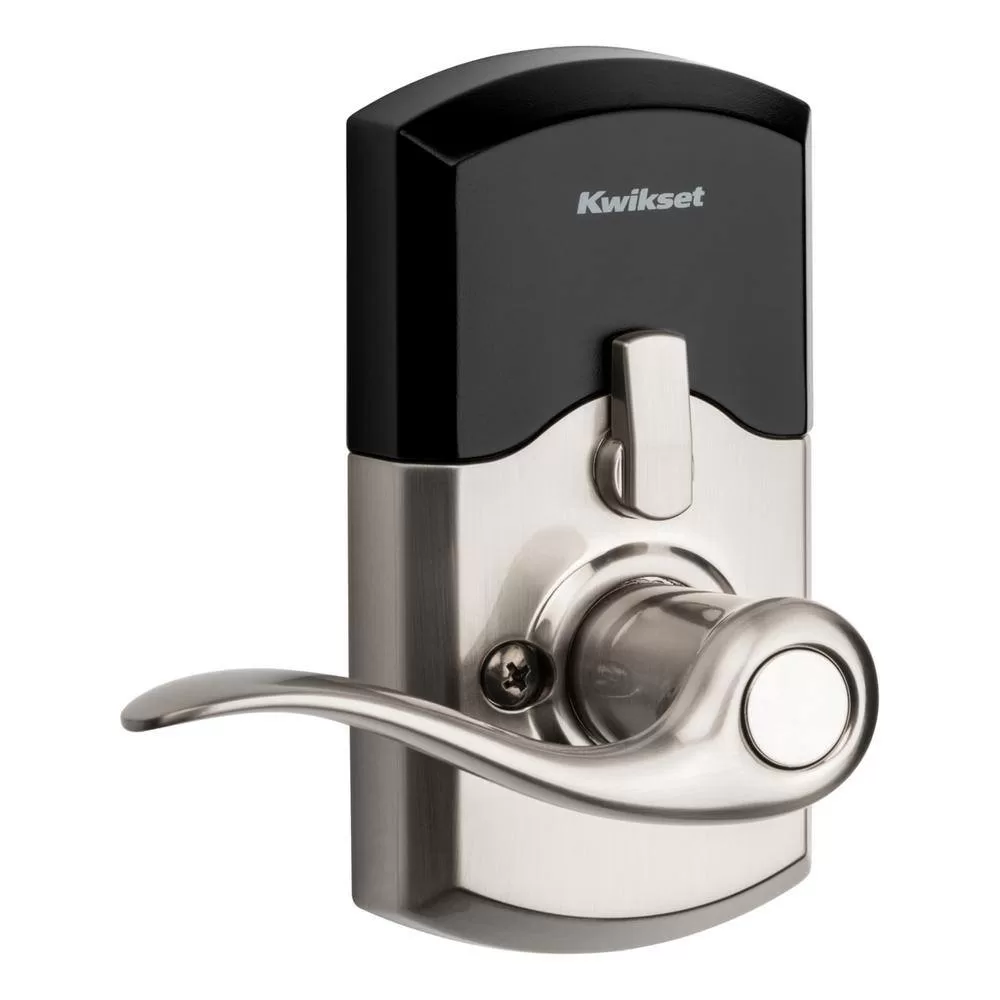 Kwikset 99170-001 917 SmartCode Satin Nickel Keypad Electronic Single-Cylinder Tustin Door Lever Featuring SmartKey Security