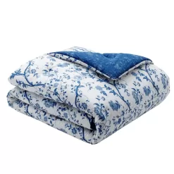 Laura Ashley Elise 7-Piece Navy Blue Floral Cotton King Comforter Set