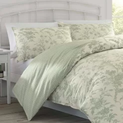 Laura Ashley Natalie 7-Piece Green Floral Cotton King Comforter Set