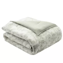 Laura Ashley Natalie 7-Piece Green Floral Cotton King Comforter Set