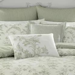 Laura Ashley Natalie 7-Piece Green Floral Cotton King Comforter Set