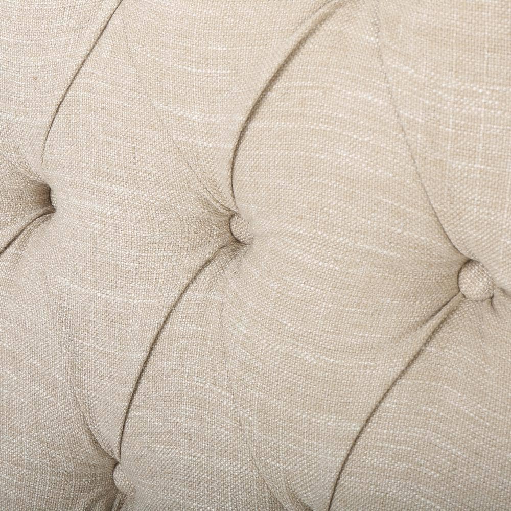 Noble House Walter 35 in. Width Big and Tall Light Beige Polyester Nailhead Trim Wing Chair Recliner
