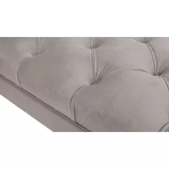 Jennifer Taylor Alma Tufted Flared Arm Opal Gray Velvet Entryway Bench