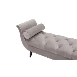 Jennifer Taylor Alma Tufted Flared Arm Opal Gray Velvet Entryway Bench