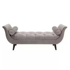 Jennifer Taylor Alma Tufted Flared Arm Opal Gray Velvet Entryway Bench