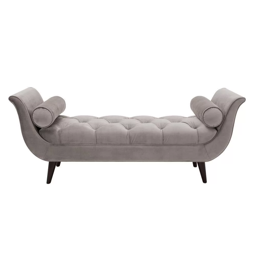 Jennifer Taylor Alma Tufted Flared Arm Opal Gray Velvet Entryway Bench