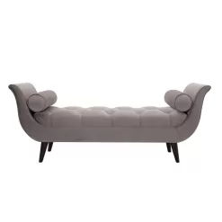 Jennifer Taylor Alma Tufted Flared Arm Opal Gray Velvet Entryway Bench