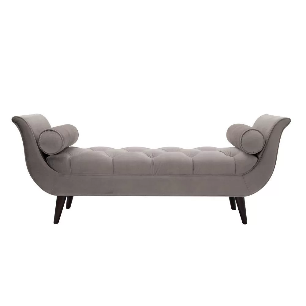 Jennifer Taylor Alma Tufted Flared Arm Opal Gray Velvet Entryway Bench