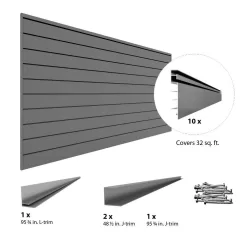 Proslat 33013 PVC Slatwall 8 ft. x 4 ft. Light Gray Hook Kit Bundle (20-Piece)