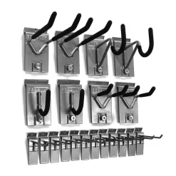 Proslat 33013 PVC Slatwall 8 ft. x 4 ft. Light Gray Hook Kit Bundle (20-Piece)
