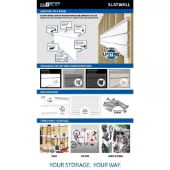 Proslat 33013 PVC Slatwall 8 ft. x 4 ft. Light Gray Hook Kit Bundle (20-Piece)