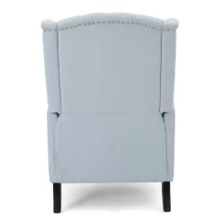 Noble House Walter 28 in. Width Big and Tall Light Sky Polyester Tufted Wing Chair Recliner