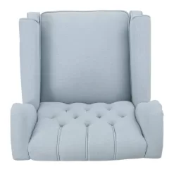 Noble House Walter 28 in. Width Big and Tall Light Sky Polyester Tufted Wing Chair Recliner