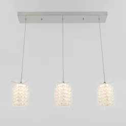 Artika Crystal Cube 13-Watt Modern Integrated LED 3-Light Chrome Hanging Pendant Light with Glass Shade for Dining Room