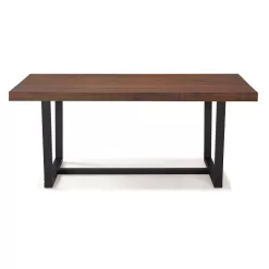 Walker Edison Furniture Company Durango 72 in. Mahogany Rustic Urban Industrial Farmhouse Distressed Solid Wood Dining Table
